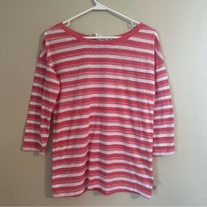 T By Talbots Back Tie Pullover Striped Top Three Quarter Sleeve - Size XS